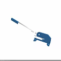 Blue Manual Cutting Tool With Silver Metal Handle And Fixed Base Stand