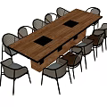Wooden Dining Table Set With Woven Chairs Black Metal Legs And Square Inlays