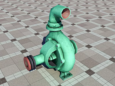 Green Industrial Pump With Mechanical Pipes And Stable Base For Industrial Applications 3d model