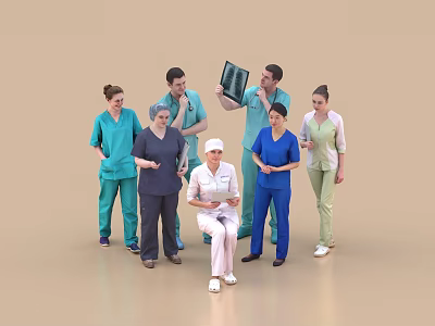 Group Of Medical Workers In Uniforms Discussing X Ray 3d model