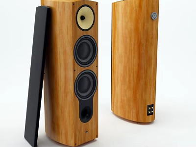 High Quality Floor Standing Speakers With Wooden Enclosure And Multiple Drivers 3d model