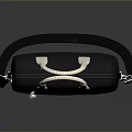 Stylish Black Handbag With White Handle Shoulder Strap And Keychain Accessory 3d model
