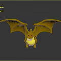 Cartoon Dragon Game Character With Yellow Body Orange Wings And Red Eyes On Black Surface