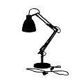 Adjustable Arm Desk Lamp With Black Shade Round Base And Power Cable 3d model