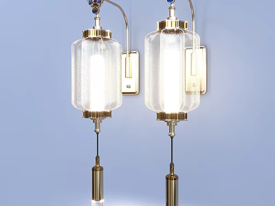 Elegant Modern Wall Lamps With Transparent Glass Shade And Brass Hanging Decor Elements 3d model