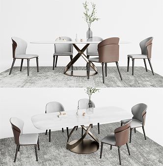 Modern Dining Table and Chair Combination 3d model