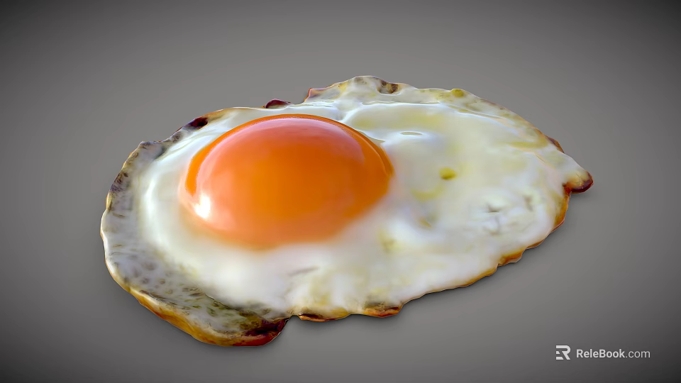 Chicken Egg Fried Sunny Side Up With Golden Yolk And Crispy Edges 3d model 