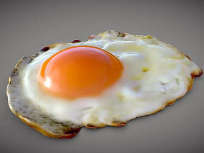 Chicken Egg Fried Sunny Side Up With Golden Yolk And Crispy Edges 3d model