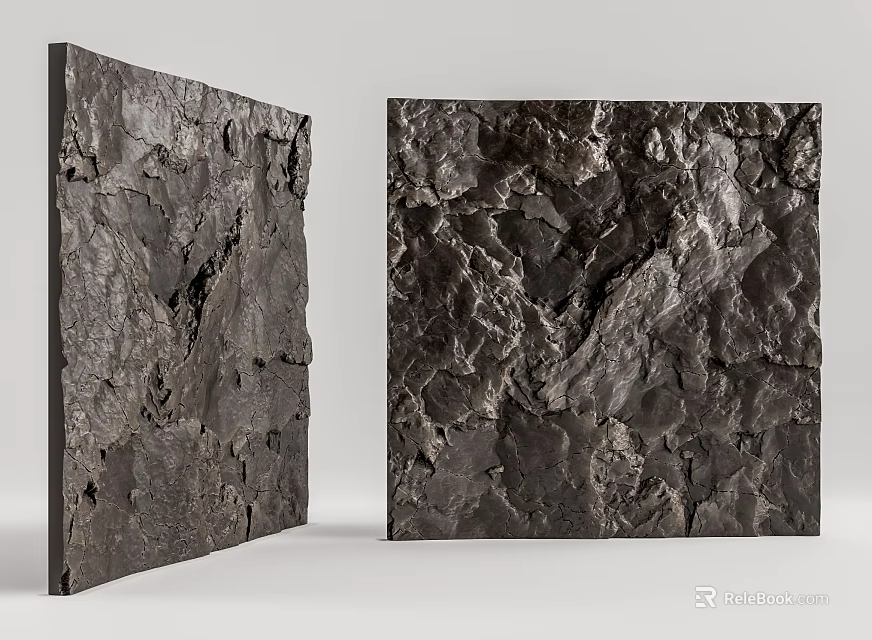 Dark Rock Textured Building Exterior Wall With Natural Stone Design For Contemporary Architecture 3d model 