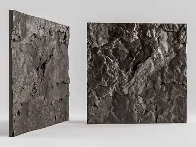 Dark Rock Textured Building Exterior Wall With Natural Stone Design For Contemporary Architecture 3d model