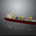 Cargo Ship With Red Hull Gray Deck Yellow Cranes And White Superstructure 3d model