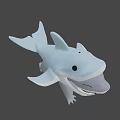 Cartoon Shark Game Character 3D Model With Open Mouth And Legs
