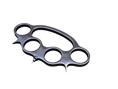 Brass Knuckles Metal Self Defense Weapon With Four Finger Holes And Spiked Edges 3d model