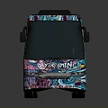 Colorful Graffiti Covered Bus with Day Dreaming Text Modern Body Design and Vibrant Artwork