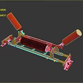 Red Mechanical Conveyor Roller Structure With Black Cylinder And Support Frames 3d model
