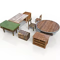 Vintage Wooden Furniture Collection With Tables Chairs Chest And Shelf