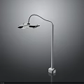 White Floor Lamp With Two Shades Slim Metal Pole And Square Base