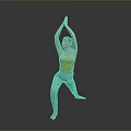 Woman Practicing Yoga Lunge Pose in Yellow Top and Light Green Leggings Hands Raised Overhead