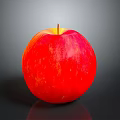 Fresh Red Apple With Shiny Surface On Black Background And Reflection