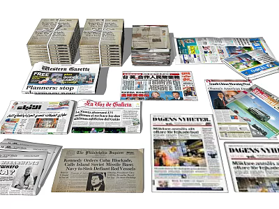 Assorted Books And Magazines With Stacked Piles Open Pages And Colorful Covers 3d model