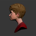 Detailed Game Movie Character 3D Model Boy With Brown Hair Blue Eyes Red Shirt Bust