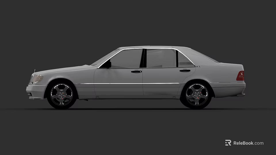 White Classic Sedan With Four Door Design And Black Alloy Wheels 3d model 