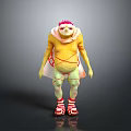 Vibrant Fantasy Character Creature With Yellow Body Green Legs Red Shoes And Red Spiked Head