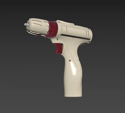 High Quality White And Red Electric Drill With Ergonomic Handle For Professional Use 3d model