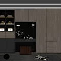 Elegant Modern Wooden Wardrobe with Open Shelves LED Lighting and Storage Drawers