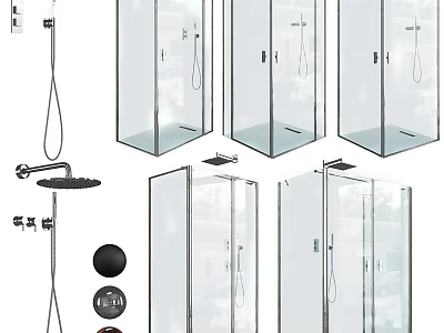 Modern Shower Sauna Design With Glass Enclosures And Bathroom Fixtures 3d model