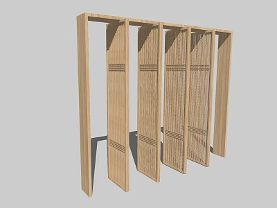Wooden Room Divider With Slatted Panel Design For Modern Home Interior 3d model