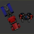 Transformers Robot And Red Truck With Mechanical Details And Metallic Finish