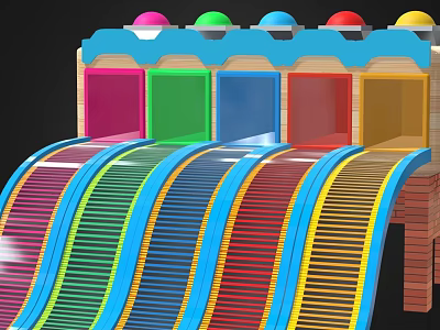 Colorful Playground Equipment With Multiple Slide Tracks Colorful Panels And Top Balls 3d model