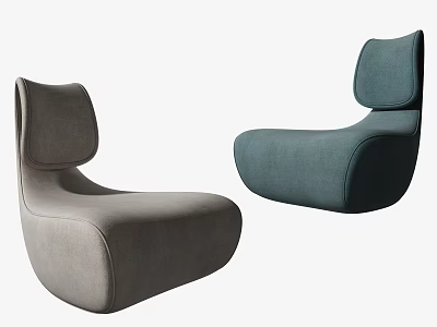 Modern Curved Single Sofa Design In Gray And Teal Upholstered Styles 3d model