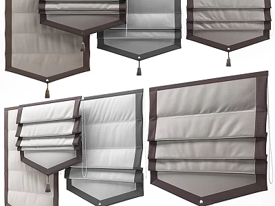 Stylish Roman Shades In Multiple Colors And Modern Fold Designs For Home Decor 3d model