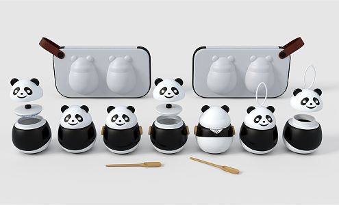 Modern Tea Set Panda Tea Set 3d model