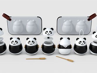 Modern Tea Set Panda Tea Set 3d model