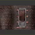 Industrial Mining Cart Equipment On Slope With Red Granular Material And Tracks