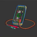 Yellow Digital Multimeter With 0.00 LCD Display And Red Black Test Leads 3d model