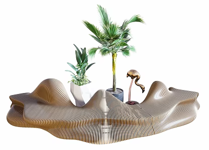 modern outdoor chair shaped bench 3d model