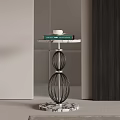 Modern Side Table With Marble Top And Geometric Metal Frame Design 3d model