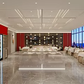 Elegant Restaurant Interior With Red Walls Wine Racks And Large Windows