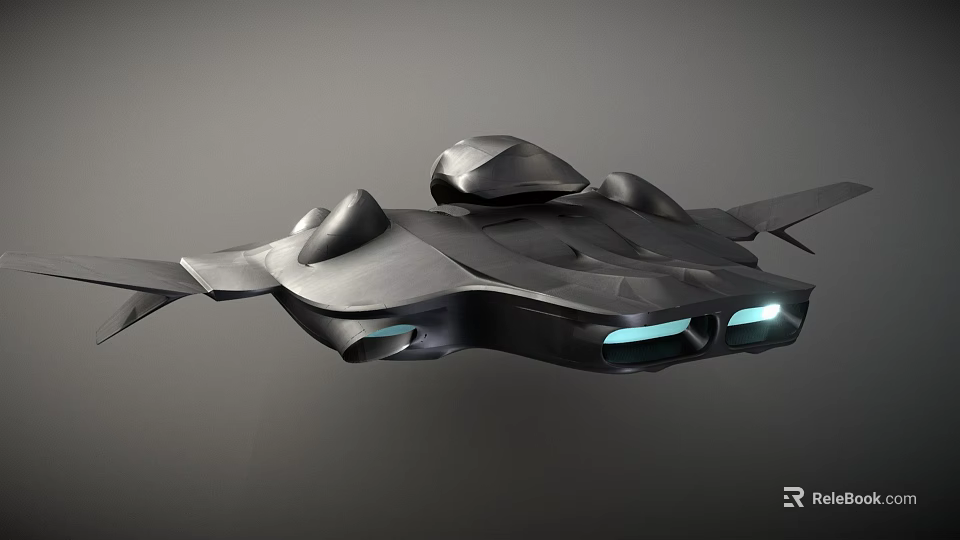 Futuristic Spacecraft With Aerodynamic Design And Blue Lights For Cosmic Missions 3d model 