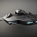 Futuristic Spacecraft With Aerodynamic Design And Blue Lights For Cosmic Missions