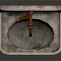 Vintage Rusted Chipped Enamel Wall Mounted Washbasin With Old Faucet Retro Design
