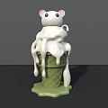 Instagrammable Green Ice Cream Cone Spot With Dripping White Cream And Mouse Doll