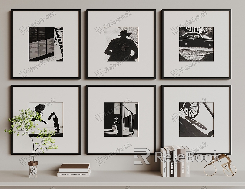 Modern Black and White Hanging Painting model