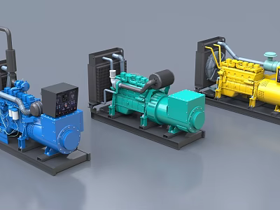 Industrial Equipment Collection Featuring Blue Green And Yellow Machinery Units 3d model