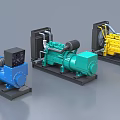 Industrial Equipment Collection Featuring Blue Green And Yellow Machinery Units