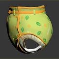 Green Decorative Jar With Yellow Leaf Patterns Polka Dots And Orange Bow